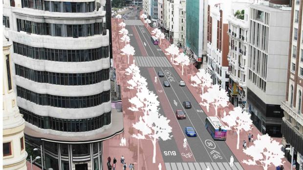 Recreación de la Gran Vía del futuro