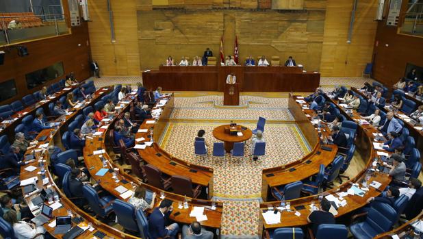 Imagen general del hemiciclo de la Asamblea de Madrid durante un pleno