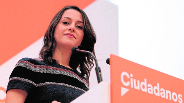 La líder de Cs en Cataluña, Inés Arrimadas, el lunes pasado durante la rueda de prensa