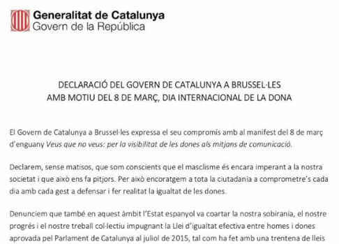 Extracto del documento difundido por el gobierno catalán cesado