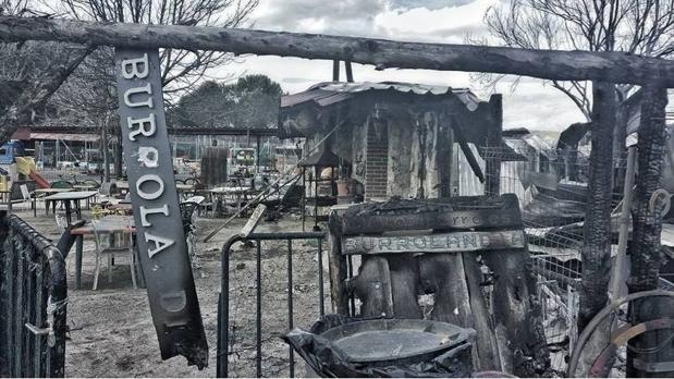 La parcela, completamente quemada, tras el devastador incendio del domingo