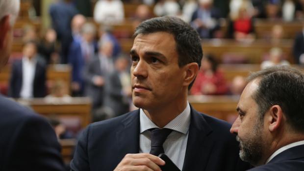 Pedro Sánchez, ayer, en la sesión del Congreso de los Diputados en la que se aprobó la moción de censura a Rajoy