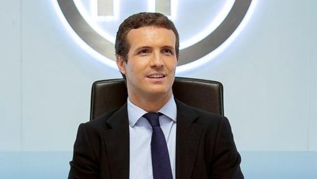 El presidente del PP, Pablo Casado, durante la reunión del Comité de Dirección del PP, celebrado este lunes en la sede de Génova