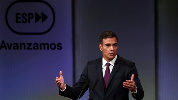 Pedro Sánchez en el acto ayer en Madrid