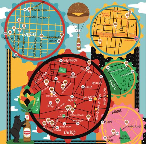 Mapa de Mahou entre Panes, diseñado por la ilustradora Alba Blázquez
