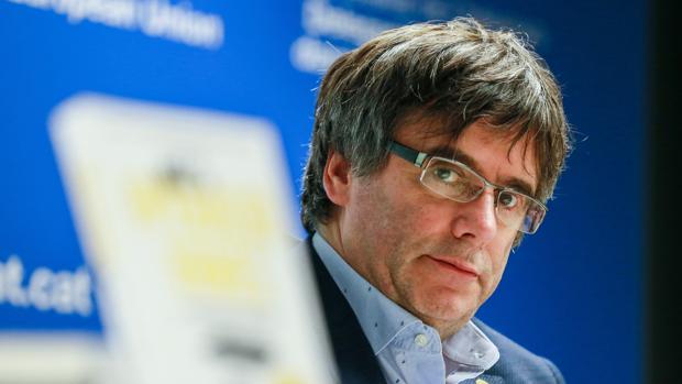 El expresidente de la Generalitat, Carles Puigdemont, durante la presentanción de un libro ayer en Bruselas
