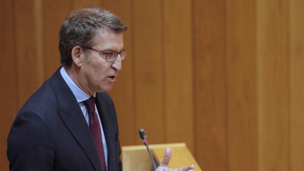El presidente de la Xunta, Alberto Núñez Feijóo, este miércoles en el Parlamento