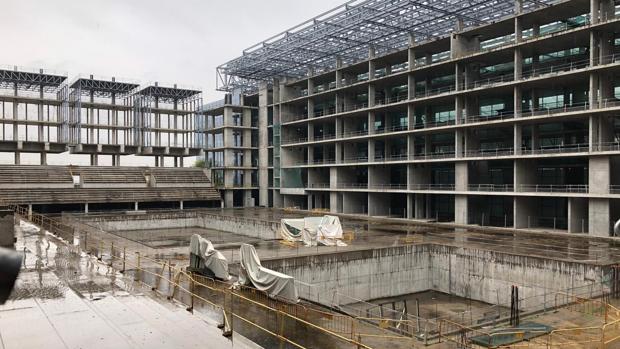 Una imagen del actual estado de las instalaciones de lo que iba a ser el centro acuático de Madrid 2020