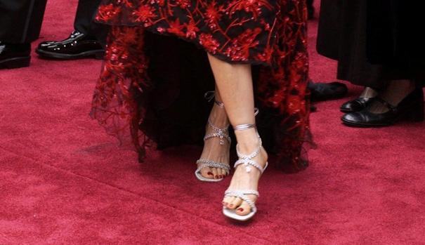Imagen de las sandalias que lució Laura Elena Harring