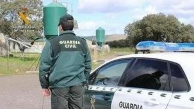 Agente de la Guardia Civil durante la investigación del incendio