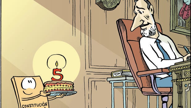 Viñeta del quinto aniversario del Rey Felipe VI