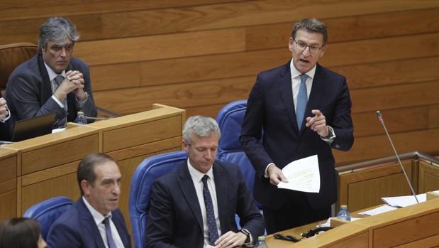 Alberto Núñez Feijóo, durante el pleno este miércoles