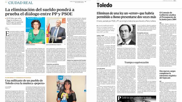 En la primera página de ABC se anunciaba la eliminación de sueldos y en la segunda la limitación de mandatos