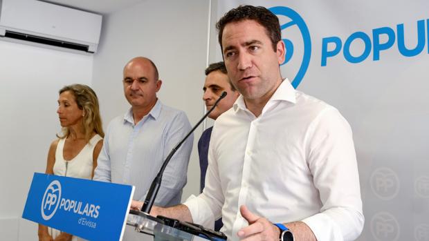 El secretario general del PP, Teodoro García Egea, durante su comparecencia en Ibiza