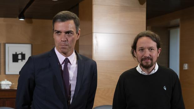 Reunión entre el presidente en funciones del Gobierno, Pedro Sánchez, y el líder de Unidas Podemos, Pablo Iglesias, el 11 de junio, en el Congreso de los Diputados