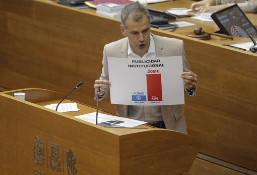 Toni Cantó, con la comparativa de publicidad institucional entre el PP y Puig