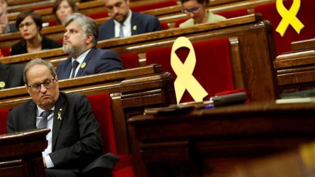 Torra, en el Parlamento de Cataluña, ayer