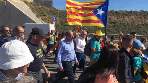 El presidente catalán, Quim Torra, en las marchas de la ANC