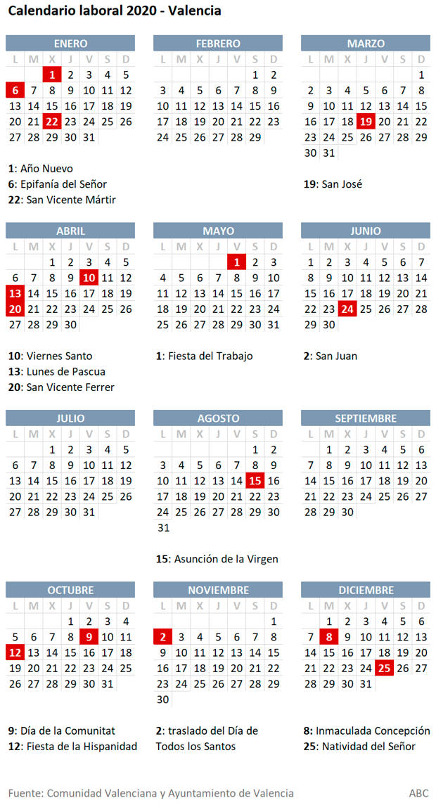 calendario laboral del metal 2020 valencia