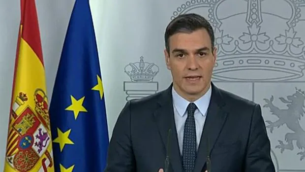 Captura de la señal del video institucional de La Moncloa de la rueda de prensa del domingo