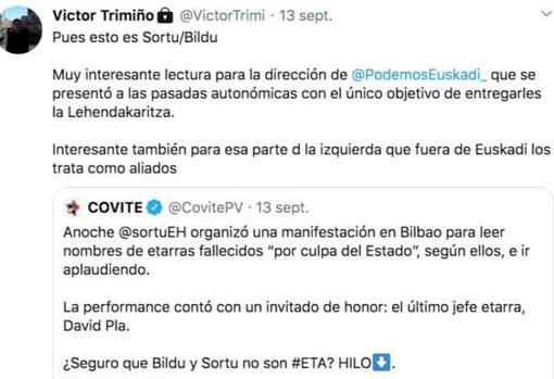 Otro de los mensajes críticos del líder de Juventudes vascas