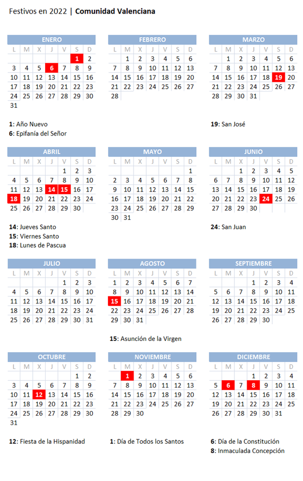 Calendario laboral en Valencia festivos y puentes de diciembre de 2021 Calendario laboral en Valencia festivos y puentes de diciembre de 2021