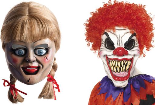 Annabelle y el payaso diabólico, caretas muy demandadas en Halloween.