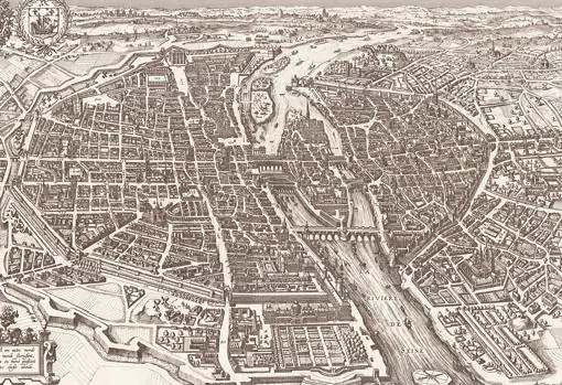 Imagen de París en 1618, por Claes Jansz Visscher.
