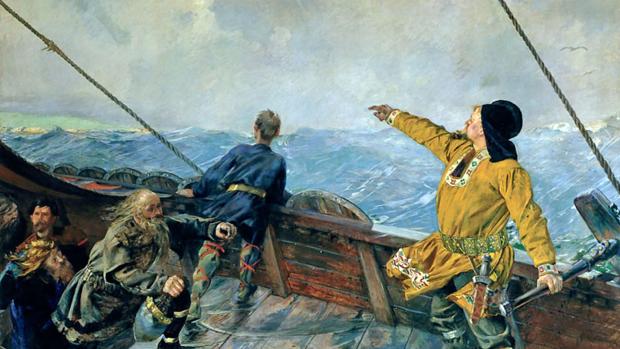 «Leif Ericsson descubre América», por Christian Krohg