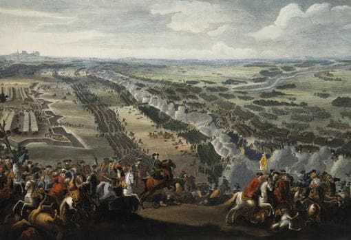 La Batalla de Poltava por Denis Martens el Joven, pintado en 1726