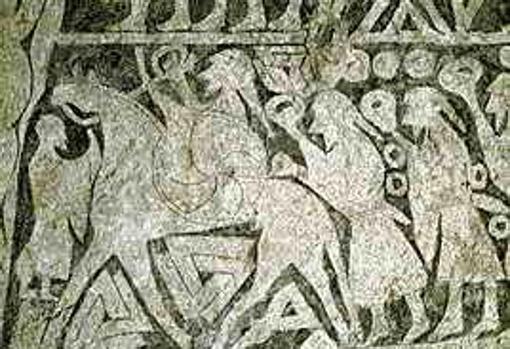 La Piedra de Tängelgårda, del siglo VII, muestra a Odín liderando guerreros con anillos