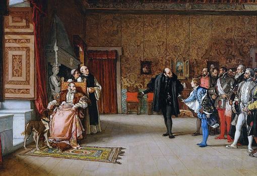 Presentación de don Juan de Austria al emperador Carlos V, en Yuste, por Eduardo Rosales, 1869.