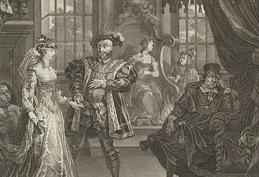 Enrique VIII y Ana Bolena, en un grabado de la época.