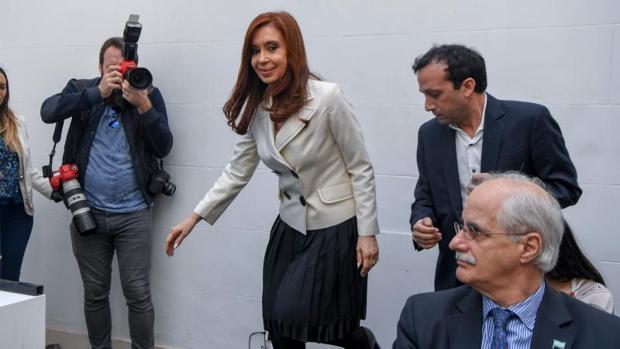 Cristina Fernández, candidata de Unidad Ciudadana, comparece este martes en una rueda de prensa en Buenos Aires