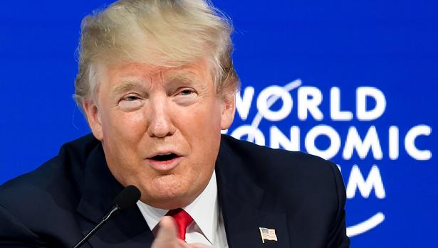 El presidente Donald Trump, esta mañana en Davos