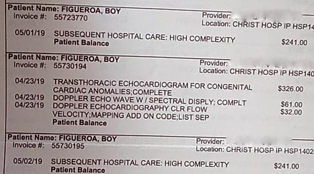 Factura médica enviada a la familia de Marlen Ochoa