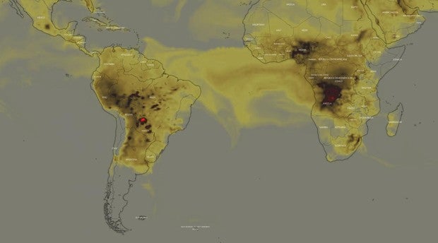 Una imagen de la NASA muestra que hay más incendios activos en África central que en la Amazonia