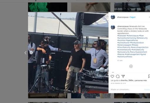 Jordan Goudreau en una imagen que su empresa, Silvercorp, publicó en redes sociales sobre el concierto caritativo en Cúcuta.