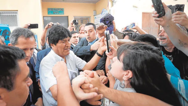Evo Morales, durante un acto en Argentina, país en el que vive actualmente