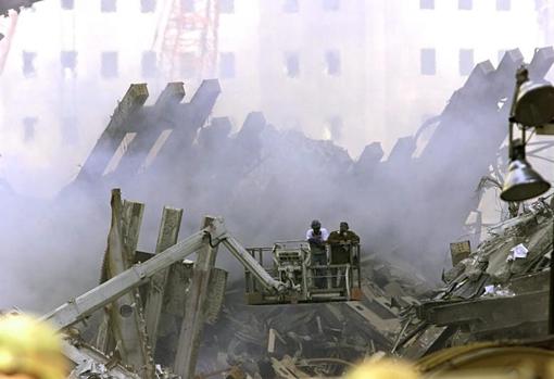Ground zero in New York after the 9/11 attacks