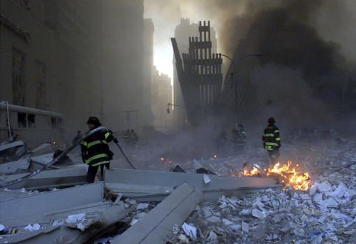 Remains of the Twin Towers after the demolition