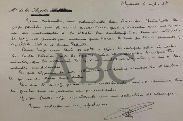 Carta anónima de un académico de la UCJC