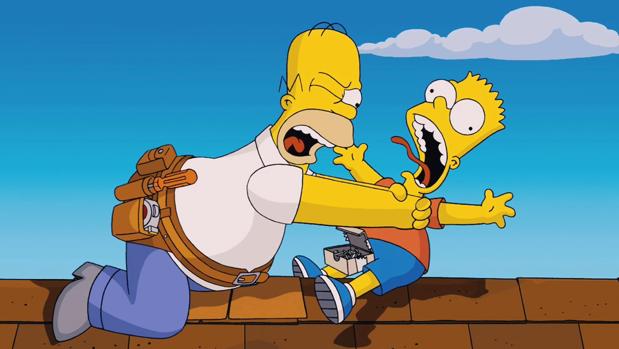 Homer y Bart Simpson, en un episodio de «Los Simpson»