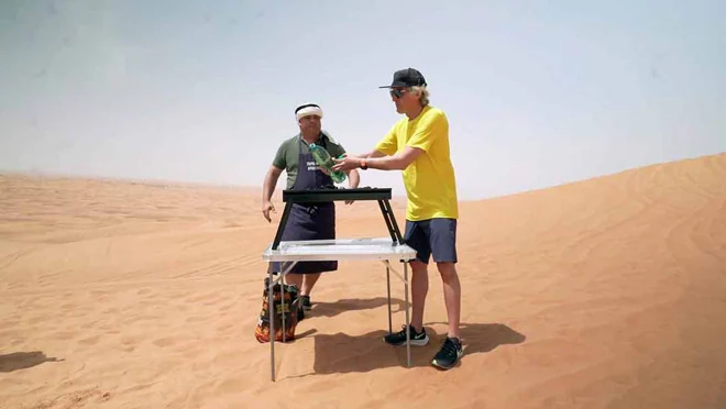 Travelers in the Dubai desert