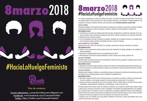 Panflecto explicativo sobre qué tipo de huelgas se pueden hacer el día 8