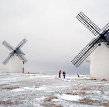 Campo de Criptana, en Ciudad Real, ayer nevado