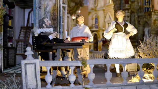 Miguel de Cervantes, uno de los personajes a los que se rinde homenaje este año en el Belén napolitano de Cuenca