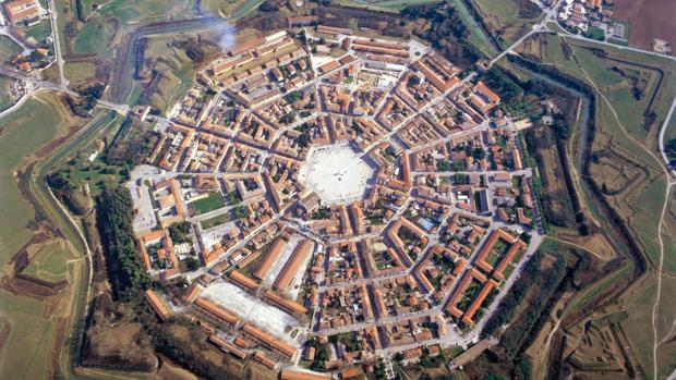 Vista aérea de la ciudad fortificada de Palmanova, en el norte de Italia