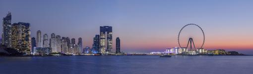 Dubai Skyline, with the new Ferris wheel on the right
